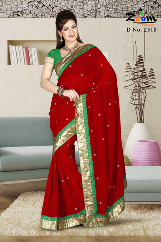 Reddish Maroon Georgette Saree