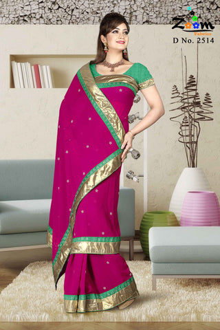 Magenta Georgette Saree