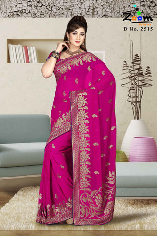 Magenta Georgette Saree