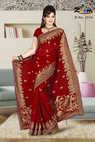 Maroon Georgette Saree