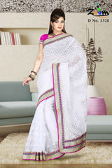 White Net Saree