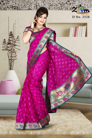 Magenta Jacquard Saree