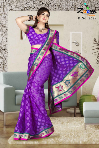 Purple Jacquard Saree