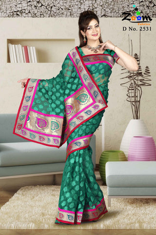 Green Jacquard Saree