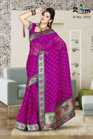 Magenta Jacquard Saree