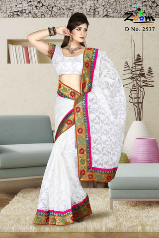 White Jacquard Saree