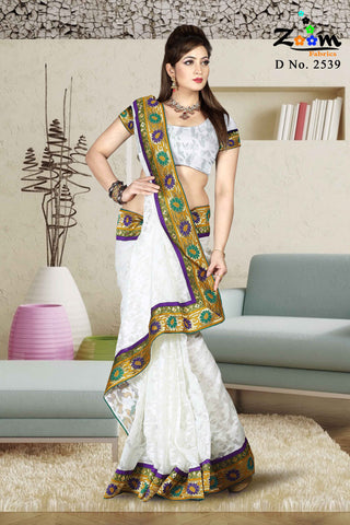 White Jacquard Saree