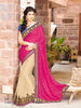 Pink With Cream Crape Jaquared With Bhaglpuri  Saree