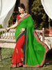 Green With Red Bhaglpuri  Saree