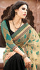 Cream With Black Net Jaquared With Bhaglpuri Saree