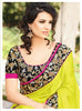 Parrot Green Crape With Chiffon Saree