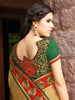 Brown With Green Shimmer Satin With Bhaglpuri Jaquared Saree