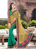 Brown With Green Bhaglpuri Net With Crape Jaquared Saree