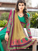 Brown With Green Bhaglpuri Net With Crape Jaquared Saree