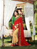 Red With Cream Crape Jaquared  Saree