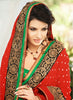 Red With Cream Crape Jaquared  Saree