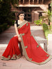 Red Crape Chiffon Saree