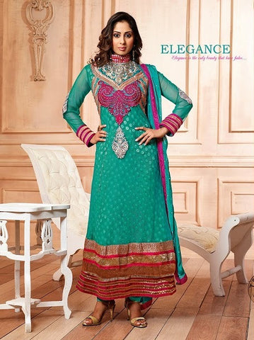 Cyan Georgette Salwar Suit